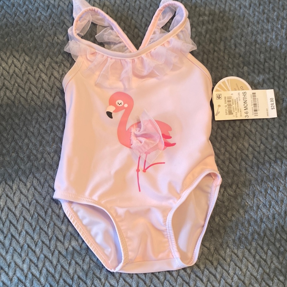 Pink flamingo 3-6 months first impressions swim. BNWT